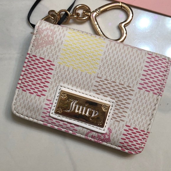 Juicy Couture White Multi Miss Independent Card Case Wallet Key Fob NWT - Picture 15 of 16